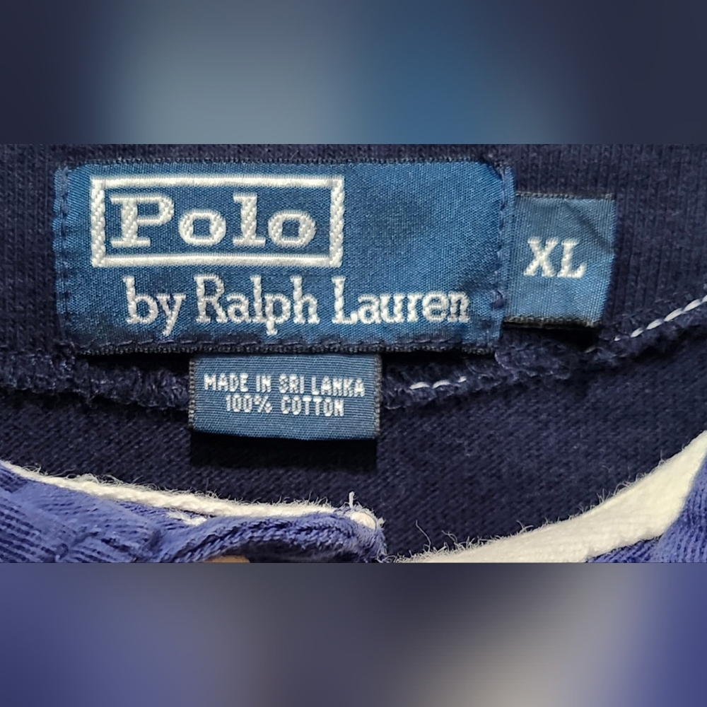 Polo Ralph Lauren New York 1967 rugby wine and navy Striped Shirt Men's XL - Picture 6 of 6